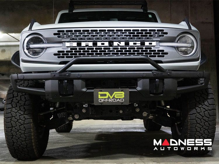Ford Bronco Front License Plate Relocation Bracket - Factory Heavy Duty Bumper - DV8